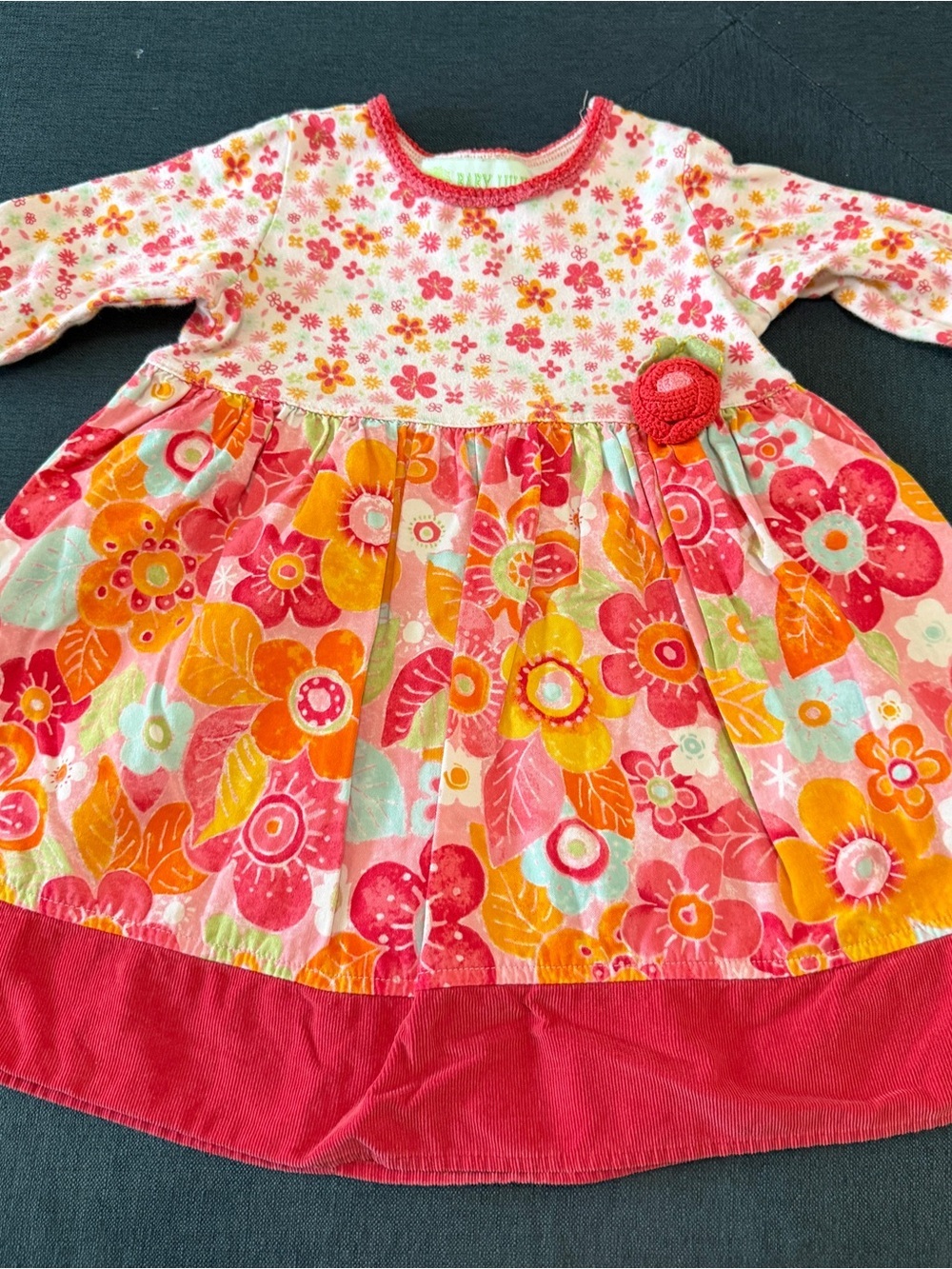 Baby Lulu Girls Floral Long-Sleeve Casual Dress - Pink & Orange Sz 2T